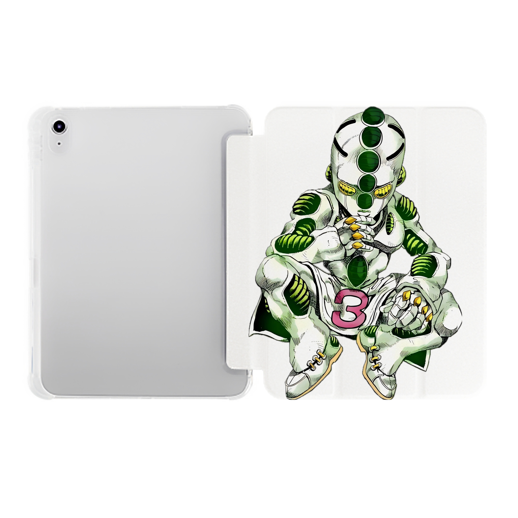（画像用） ジョジョの奇妙な冒険 広瀨康一 JoJo's Bizarre Adventure Hirose Koichi IPad ケース ペン収納付き 三つ折りスタンド PUレザー×シリコン 対応機種9.5/10.5/10.9インチ